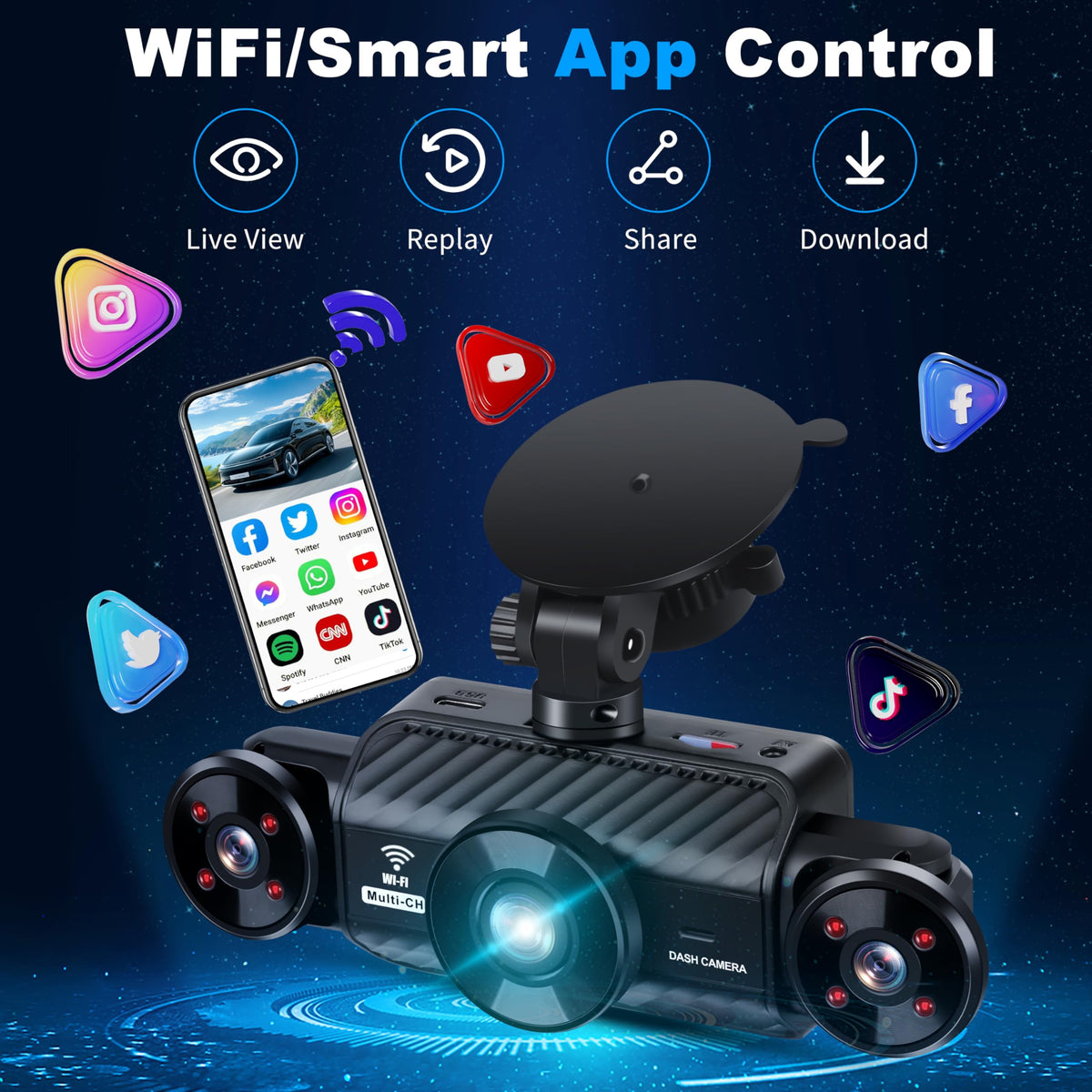 WIZACE 360dashcam rear camera with wide rear visibility