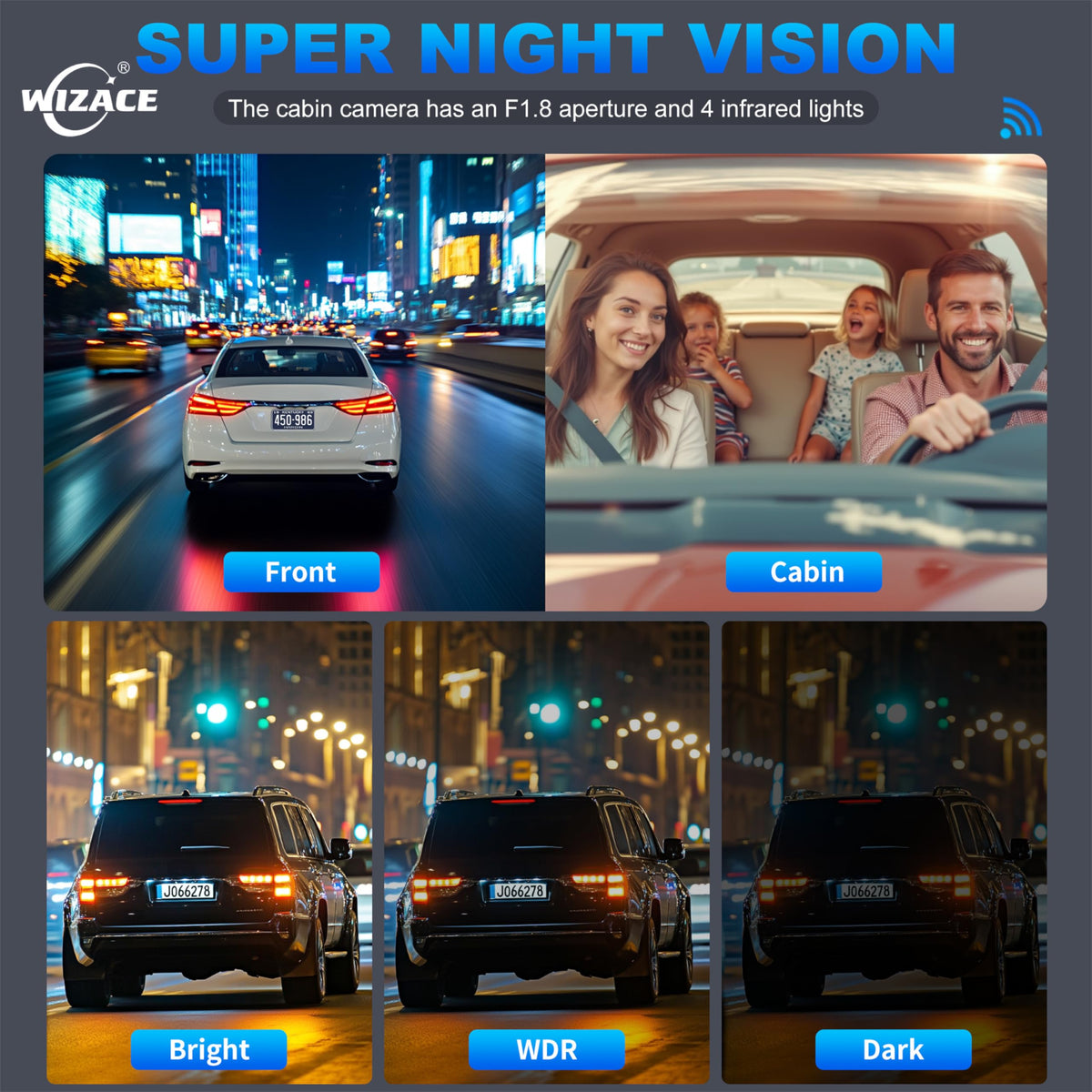 WIZACE right-side dashcam view for full vehicle monitoring