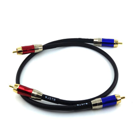 WJSTN-020 gold-plated RCA connectors close-up emphasizing corrosion resistance and stable signal transfer
