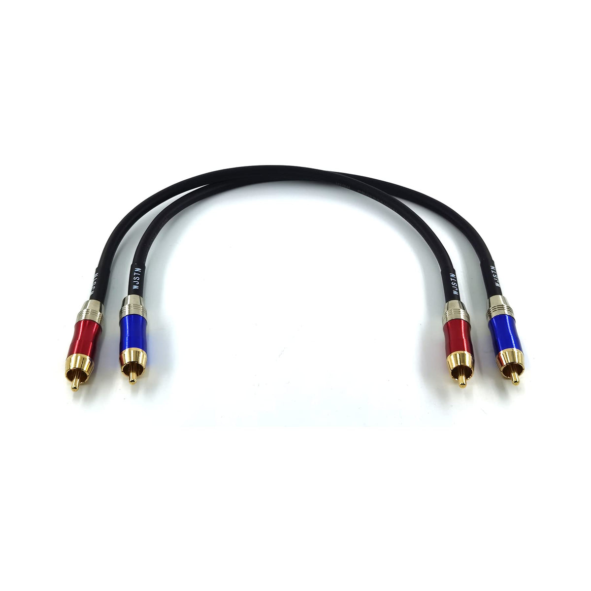 WJSTN-020 RCA to RCA 1ft connection showing gold-plated connectors for clean, high-fidelity stereo