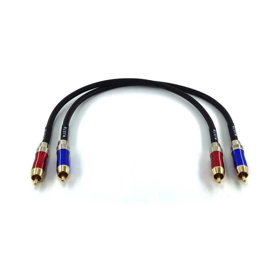 WJSTN-020 RCA to RCA 1ft connection showing gold-plated connectors for clean, high-fidelity stereo