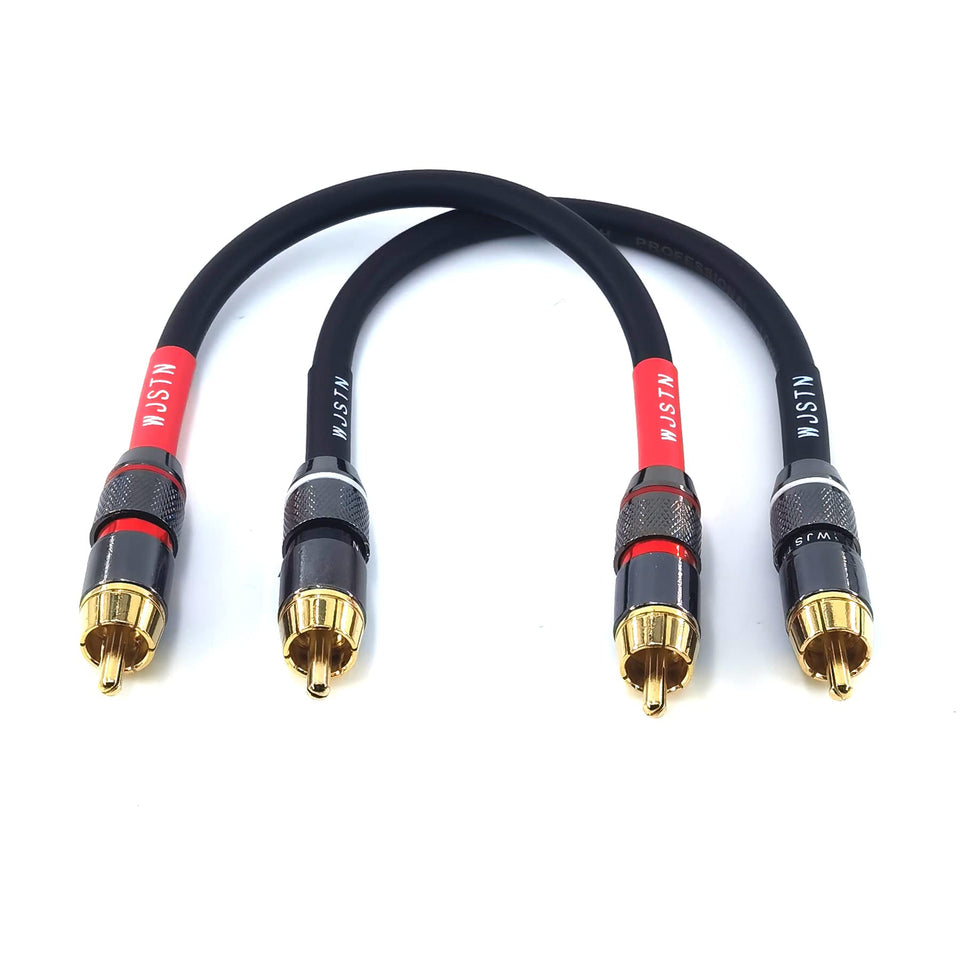 WJSTN 020 RCA to RCA cable front view with gold-plated connectors for premium audio.