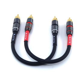 Close-up of WJSTN 020 RCA to RCA with gold-plated connectors.