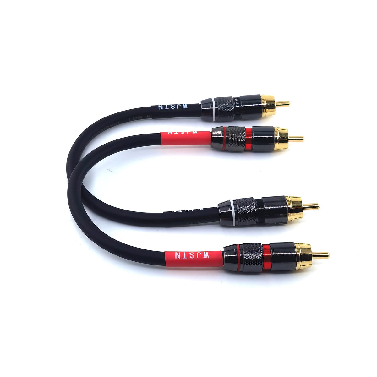 Pack-shot of WJSTN 020 RCA to RCA cables in a 2-pack for home theater use.
