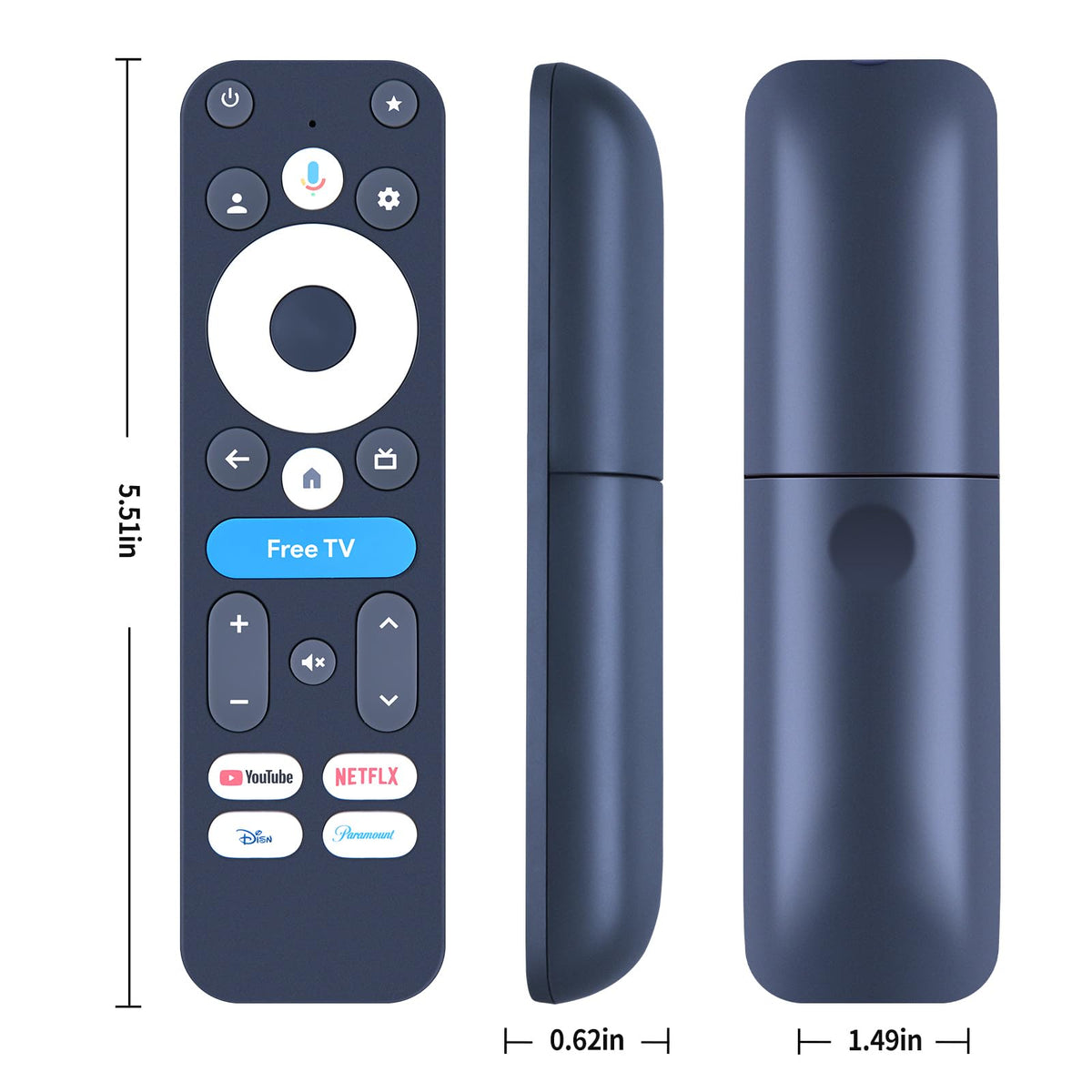 WKOLF voice remote for onn 4K Pro 2024, side profile, comfortable grip and tactile keys.