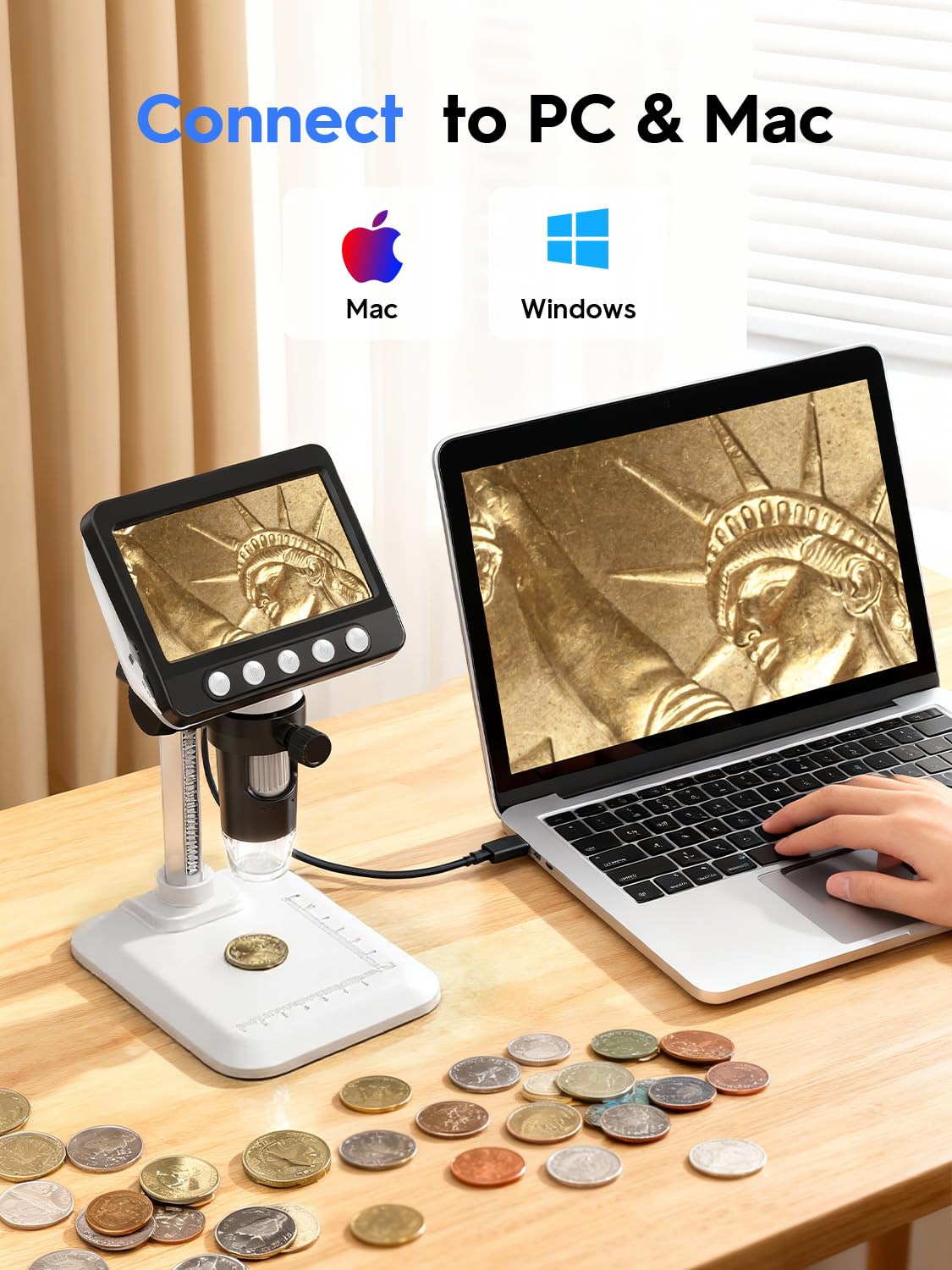 WKR connected via USB to laptop for larger PC viewing and saving
