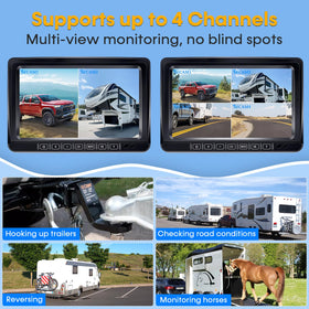 Wkzay 7inch-hd-monitor provides split-screen viewing for multiple cameras.