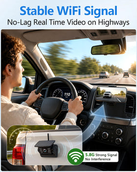 Wkzay battery-powered trailer camera for versatile towing setups.