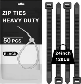 WLEAD 120lb zip ties 24in black for heavy-duty cable management