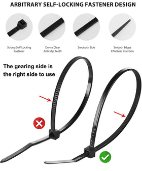 WLEAD zip ties close-up highlighting smooth edges to prevent snags