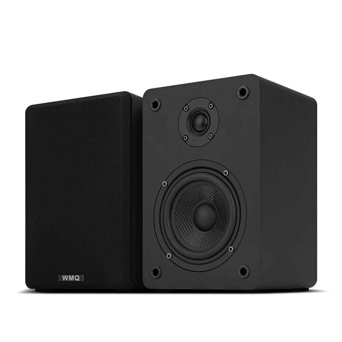 WMQ 40W bookshelf front view shows compact, versatile placement.