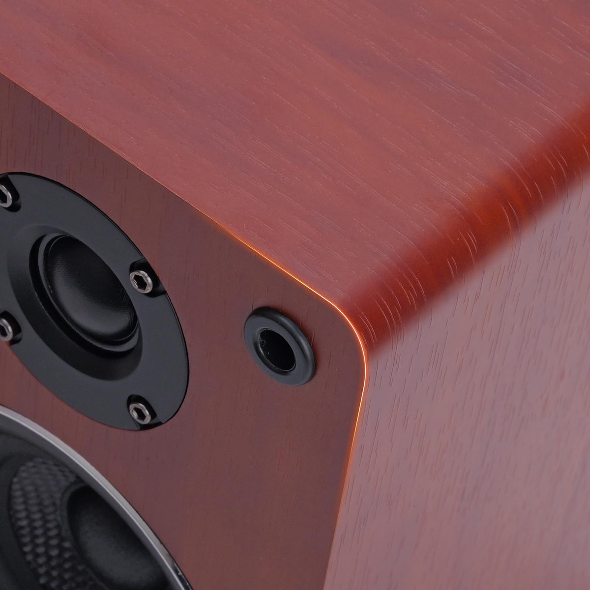 WMQ 40W-2 passive speakers on shelf setup for living room listening