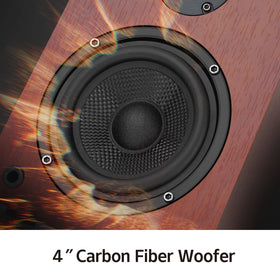 WMQ carbon fiber woofer closeup highlights punchy low end for immersive music