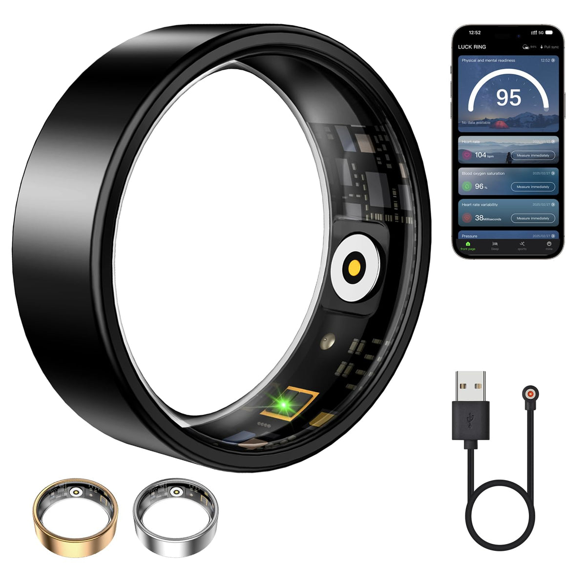 WNRTSA ring front view showing sleek black finish and comfortable fit