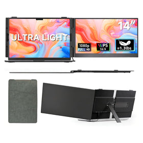 WNZO 14in Ultra-Thin Extender front view for on-the-go dual-screen productivity.