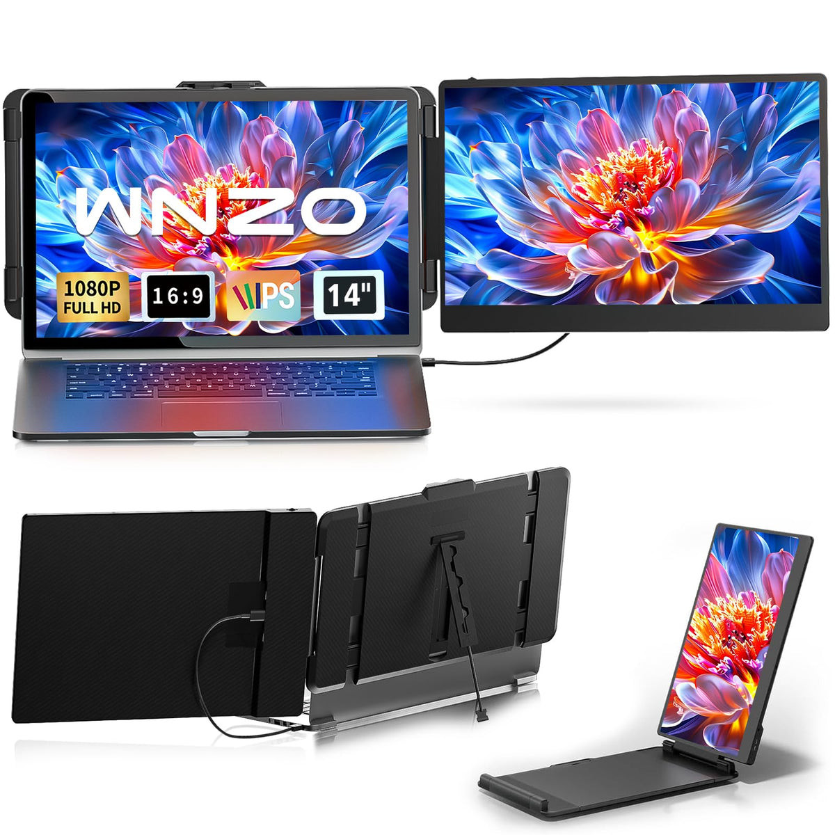 WNZO Laptop Screen Extender front view for multitasking productivity