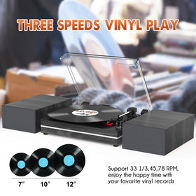 WOCKODER 3-speed belt drive supports 33, 45, and 78 RPM records.