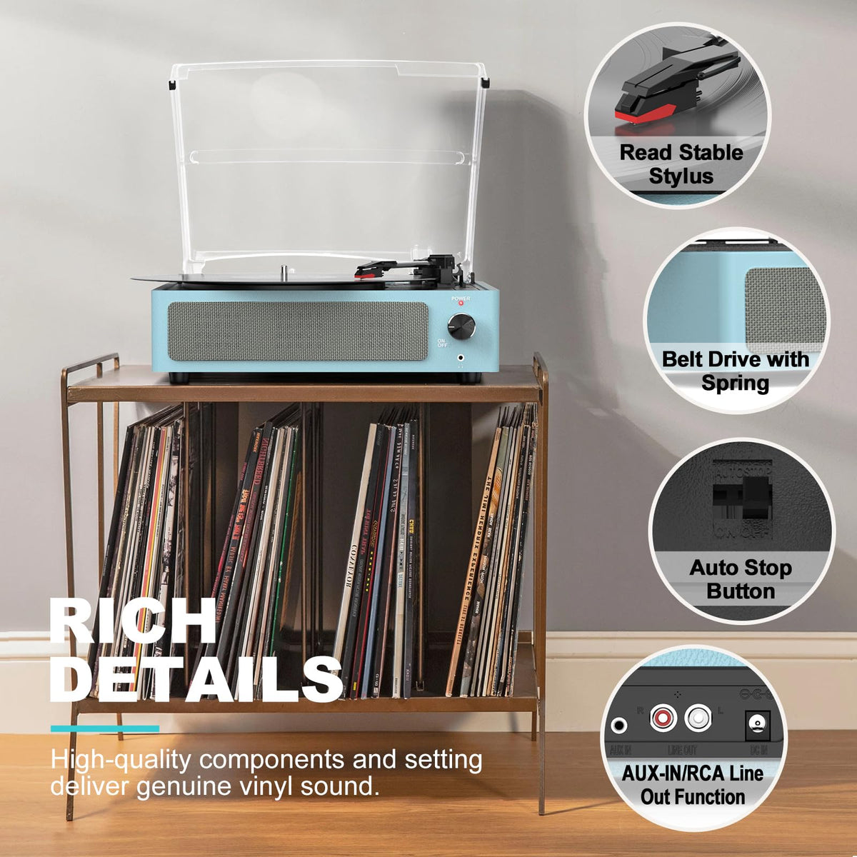 WOCKODER next to a lamp to show compact scale and fit for small rooms
