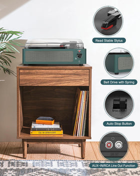 WOCKODER open dust cover with vinyl in place protecting record and enabling safe playback