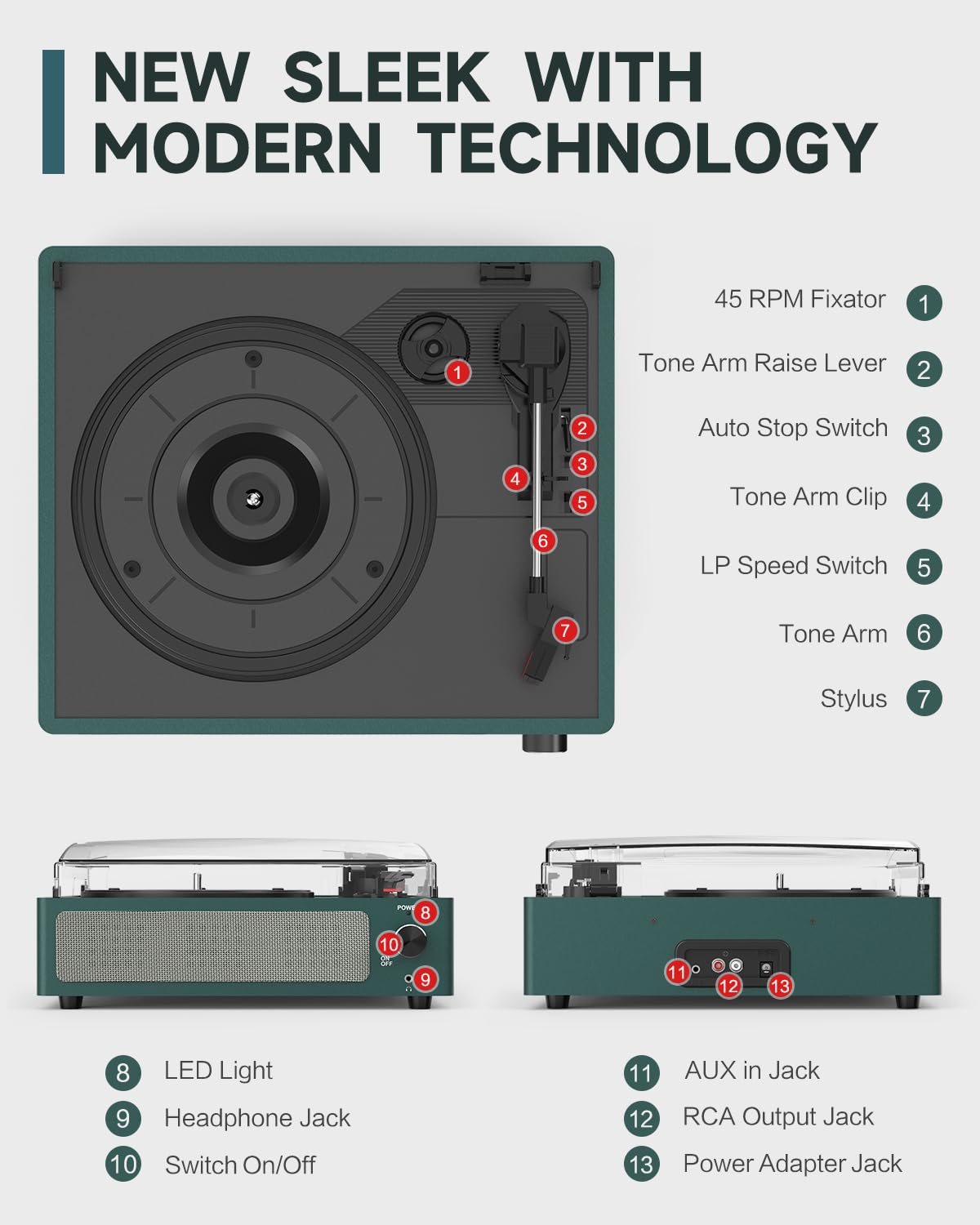 WOCKODER size comparison next to a 12-inch vinyl to show scale and compact footprint