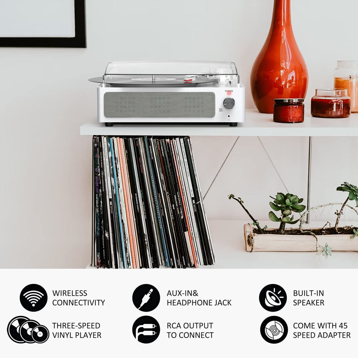 WOCKODER speaker grille and control knobs visible for easy volume and source control