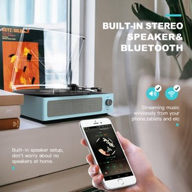 WOCKODER playing a 12-inch vinyl demonstrating full-size LP compatibility and warm audio
