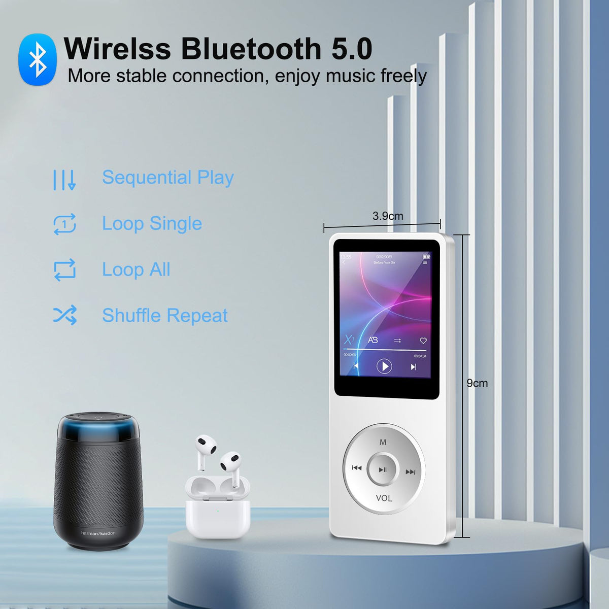 Wodgreat MP3 Player 1.8-inch screen for easy navigation and viewing