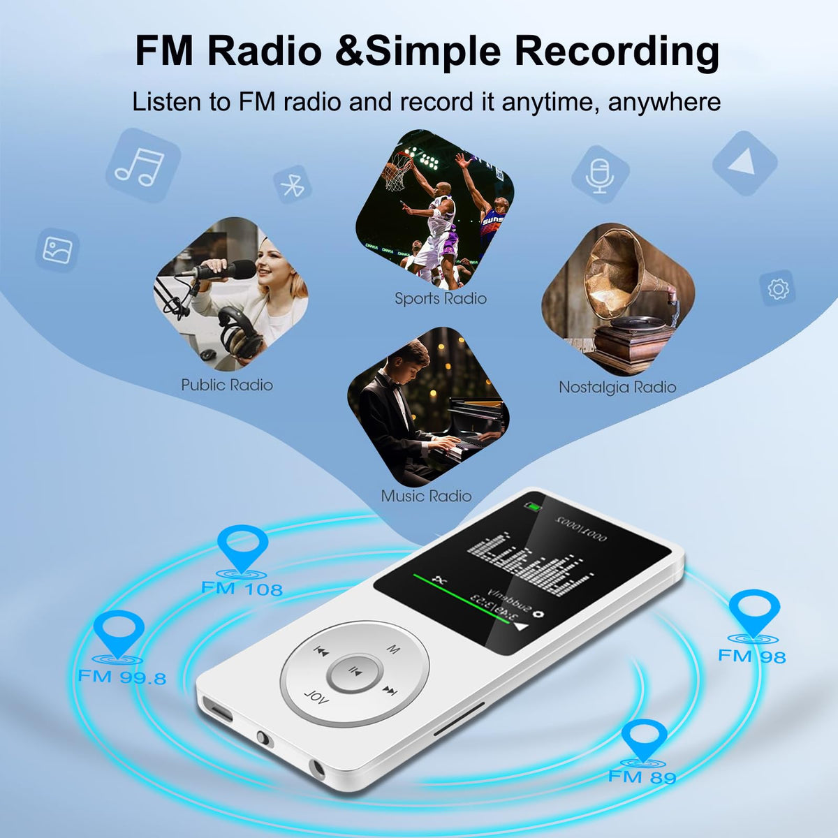 Wodgreat MP3 Player multi-function device plays videos and pictures