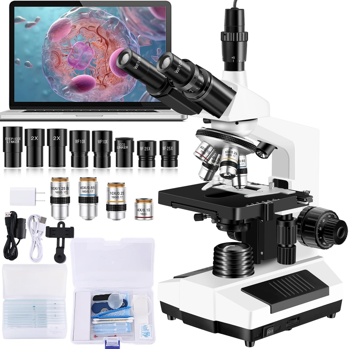 Woehrsh microscope with WF10x and WF25x eyepieces for clear, detailed observations.