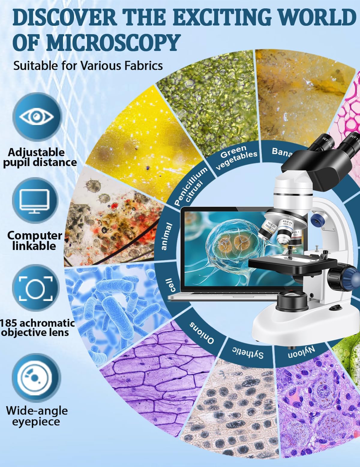 Woehrsh six magnification settings cover 40X to 2000X.
