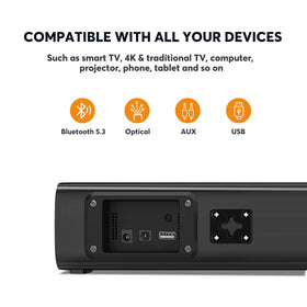 Wohome S100 connected to a modern TV with optical cable for reliable digital audio
