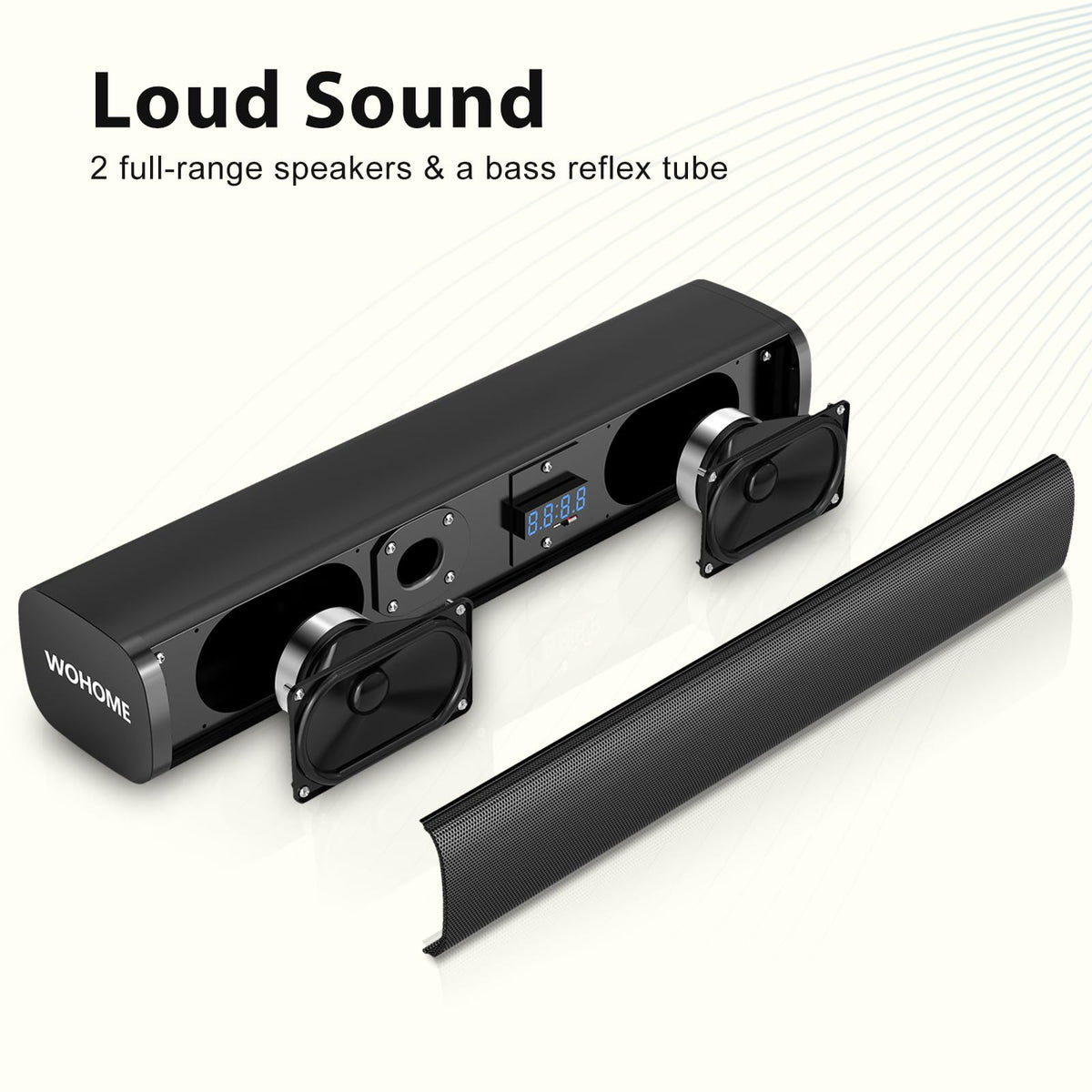 Wohome S100 Pro front view with dual 20W drivers for clarity