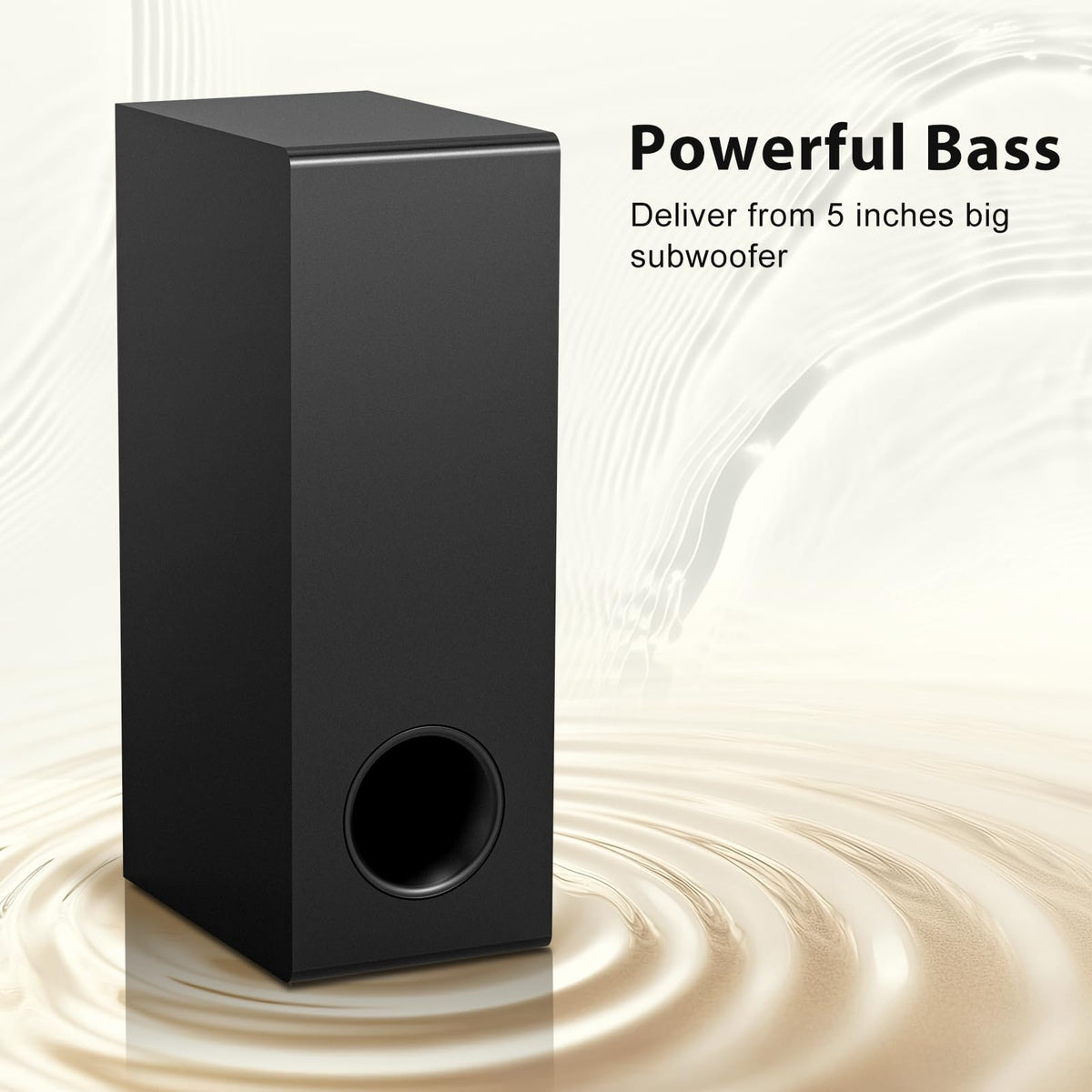 Wohome S100 Pro 5 inch wired subwoofer close up delivering deep bass