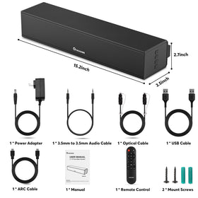 Wohome sound bar in living room setting demonstrating richer sound for movies and music