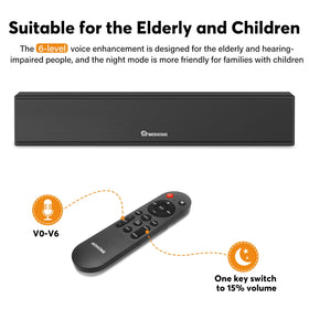 Wohome sound bar built-in subwoofer detail highlighting deeper bass without extra components