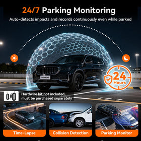 WOINROAD 24-hour parking monitor activates with compatible kit.