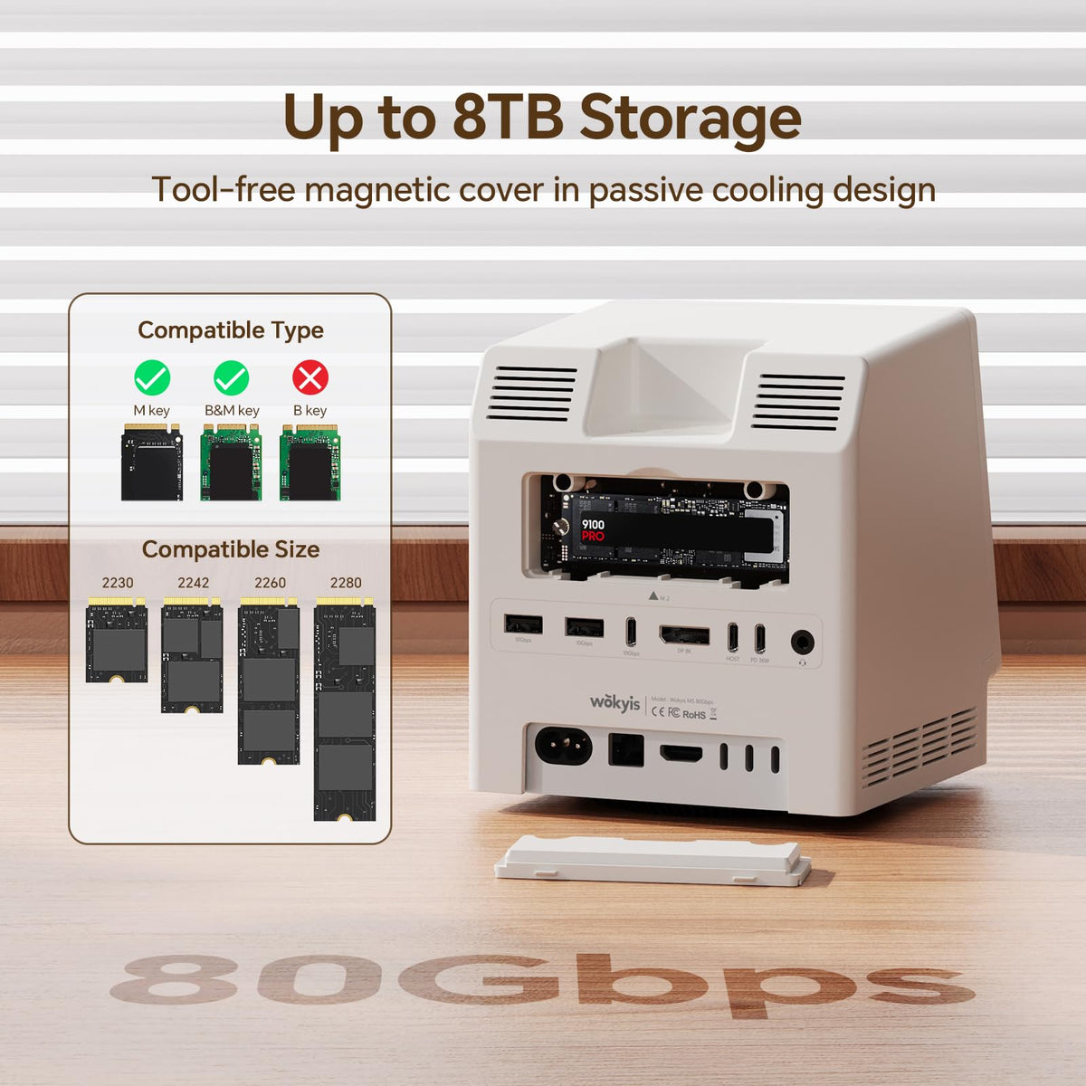 Wokyis M5 NVMe enclosure interior with active cooling for sustained speed