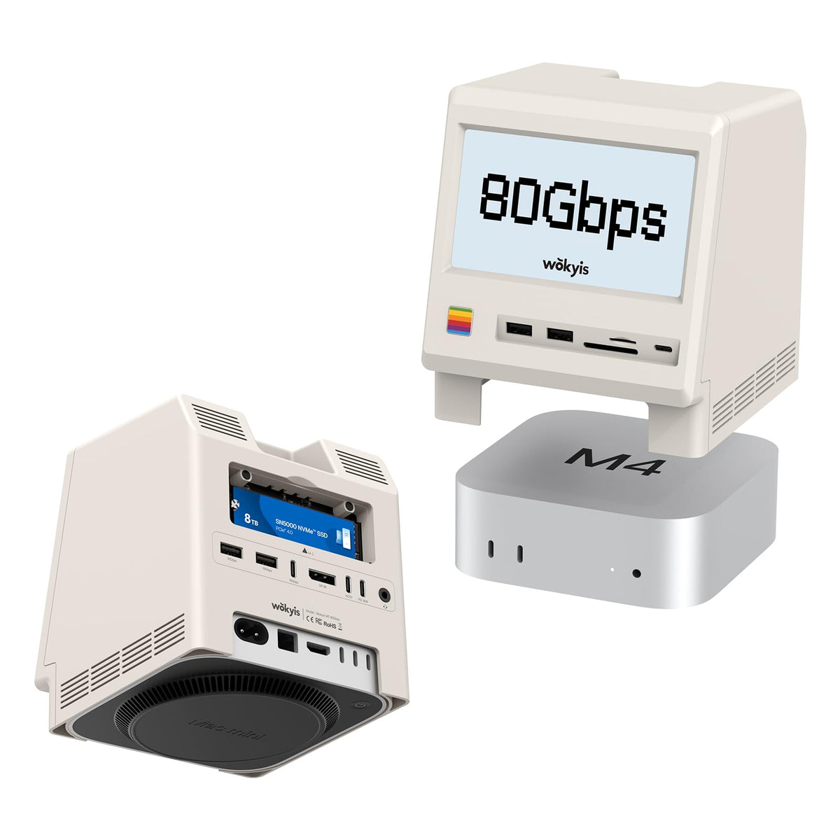 Wokyis M5 retro dock front view showing accessible ports for quick connections