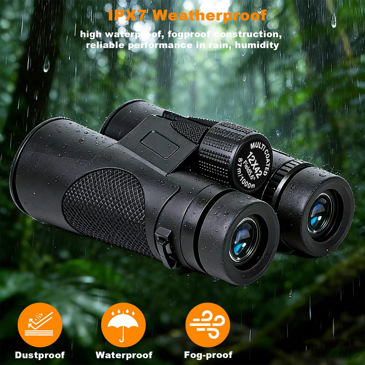 Wolfbird binoculars in birdwatching scene showing use on a nature trail for observing wildlife
