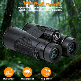 Wolfbird binoculars in birdwatching scene showing use on a nature trail for observing wildlife