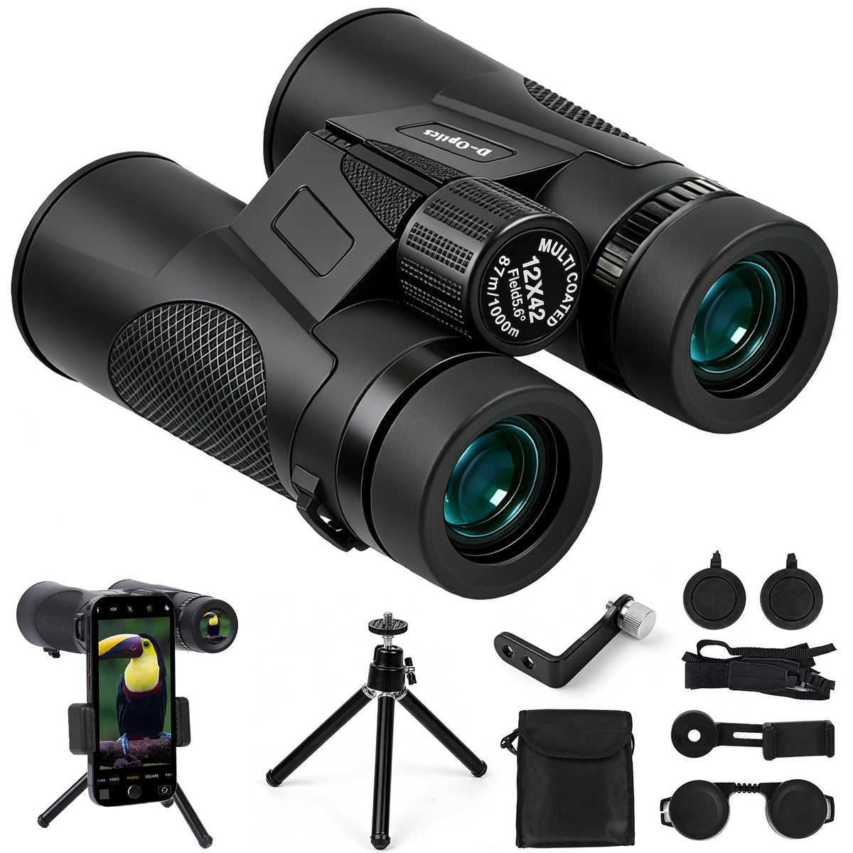 Wolfbird front view binoculars showing full body and objective lenses for clear distant viewing