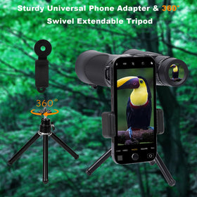 Wolfbird metal tripod setup with 360° swivel for steady photos and flexible rotation