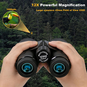 Wolfbird binoculars exposed to rain illustrating IPX7 waterproof reliability in wet conditions