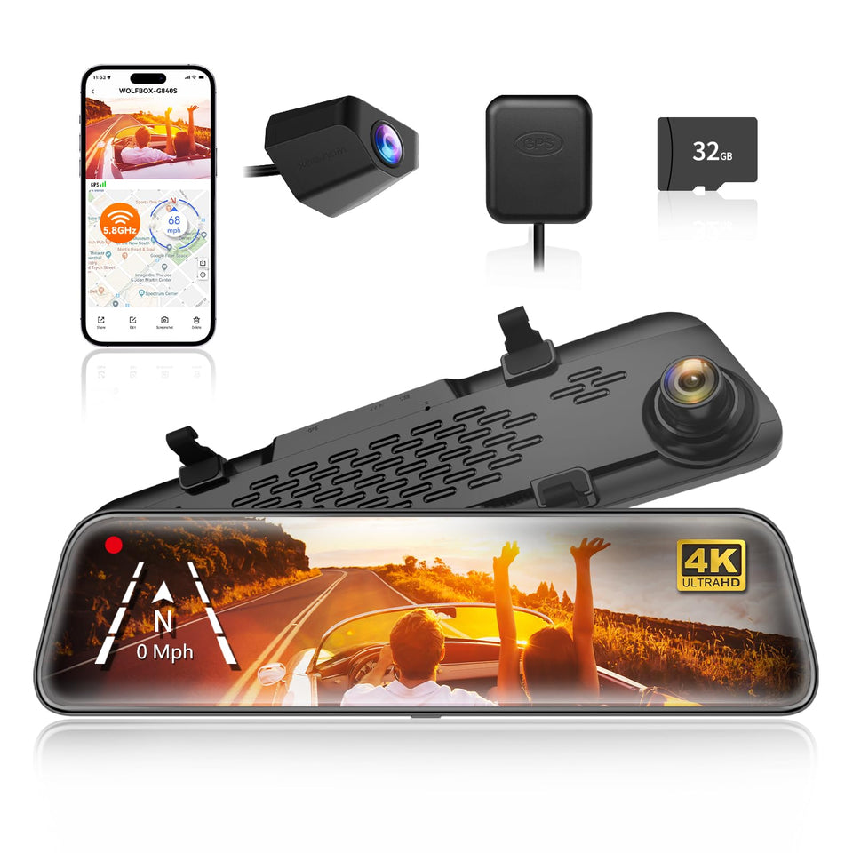 Wolfbox G840S front camera 4K view for crisp daytime driving