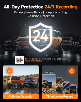 WOLFBOX G900 256GB card included for immediate recording.