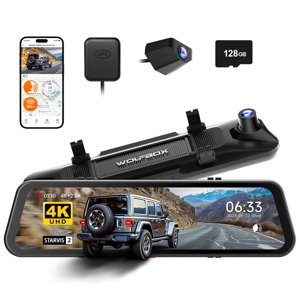 WOLFBOX G900 PRO front 4K view for crisp road detail.