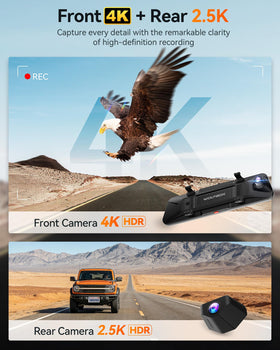 Wolfbox G900 PRO-N rear camera 2.5K provides a clear view of events behind you