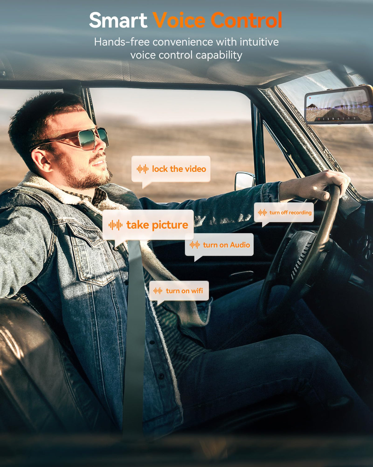 WOLFBOX G900 PRO 5.8GHz WiFi enables fast video transfer to the app.