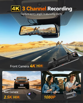 WOLFBOX G900 rear 2.5K camera providing sharp night visibility from behind.