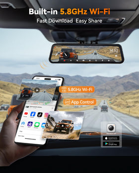 WOLFBOX G900 5.8GHz WiFi enables fast downloads and easy sharing.